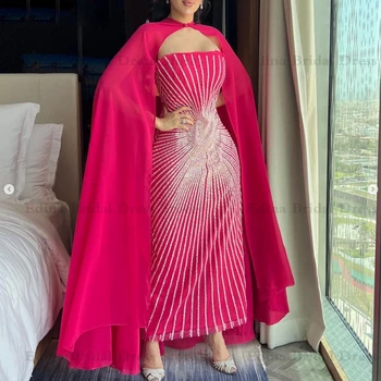 Derliaus Fuksija Šifono Prom Dresses už Musilm Visą Bžūp Rankovėmis Undinė Formalią Suknelę Jauniai China vestido de gala