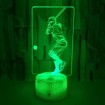 Beisbolo Žaisti 3D Naktį Šviesos USB Spalvinga Touch LED Vaizdo Šviesos Gimtadienio Dovana Atmosfera Apdailos Miegamasis Stalo Lempa