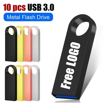 10vnt Naujų Inovacijų USB 3.0 Flash Drive, Pen Drives 128GB 64GB 32GB USB 3.0, Metalo Stick Pendrive 