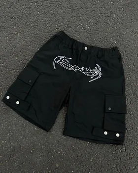 Naujas Y2K darbo drabužiai American retro multi-pocket įrankiai šortai punk hip-hop Gotikos prarasti atsitiktinis plataus kojų kelnės street vyriški drabužiai