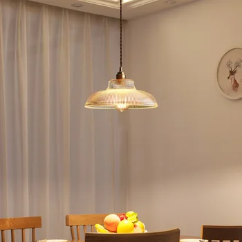 Šiaurės pramoninių vidaus apdaila, E27 LED pakabukas lempa, restoranas gyvenimo kambario, miegamasis paprastas dryžuotas puodą padengti stiklo lightin