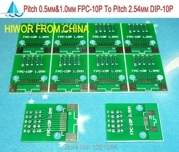 20pcs/daug Pikio 0.5 MM ir 1,0 MM FPC-10P 10P FPC žingsnis 2.54 MM DIP10 FPC Adapteris PANIRTI PCB Pinboard SMD Skaičiuoklė