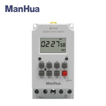 ManHua 220VAC 25A Din Bėgelio Skaitmeninis Automatinis Elektroninis Programuojamas Laikmatis MT316 24 ON/OFF Reguliuoti Nuo Vienos Minutės