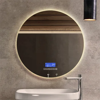 Pritemdomi Dekoratyvinis Apvalios Sienos Montuojamas Vonios kambarys Su Kūno Indukcijos Anti-Rūko smart veidrodis su Apšvietimu Šviesos vonios aksesuarai GY