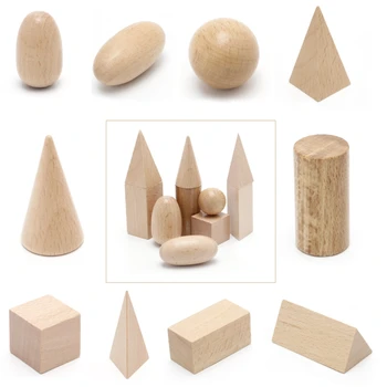 Mediniai Geometrinės Kietosios medžiagos, 3-D Formos Montessori Mokymo Ištekliai, skirti Mokyklos Namo