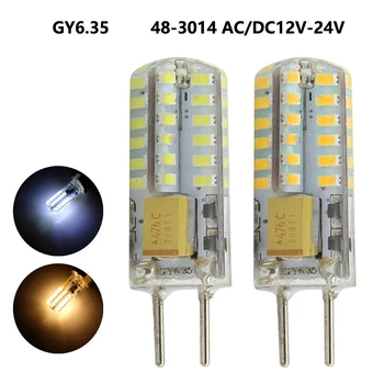 5VNT GY6.35 LED Lemputę 3w LED Kukurūzų Lempos 3014 AC DC12V 24V LED Silikono Krištolo Sietynas, Lemputės Šalta Balta Šilta Balta