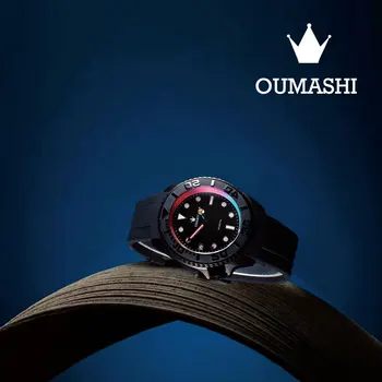 OUMASHI vyriški Žiūrėti Sporto, Verslo, Mados Mašinų NH35 Judėjimas, Nerūdijančio Plieno, atsparus Vandeniui Žiūrėti Naktį Švyti Žaliai Švyti 007