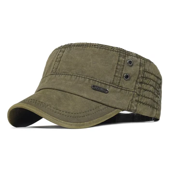 Nuplauti Medvilnės Karinės Kepurės Vyrų Kariūnų Armijos Bžūp Unikalaus Dizaino Vintage Flat Top Hat