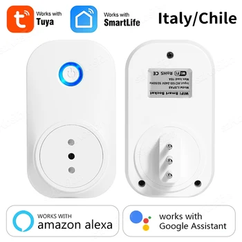 Tuya Smart Home 16A Italija Čilė Wifi Smart Plug Namų Aparatas, Bevielis Elektros kištukinis Lizdas, Laikmatis, Balso Kontrolės Alexa, Google