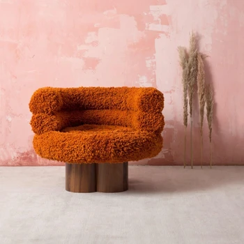 Vienos Sofos, Kėdės Kambarį Sėdima Medžio masyvo Ėriukų Aksomo Laisvalaikio Dizaineris Modelis Sillas De Oficina Šiaurės Baldai MLOŽ