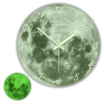 Švyti Tamsoje Moon Laikrodis Kambarį Modernus Dizainas Šviesos Naktį Šviesos Sieninis Laikrodis Namų Dekoro Silent Kvarco Sienos Žiūrėti