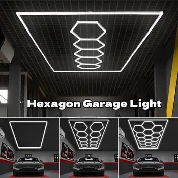 Šešiakampis LED Automobilių Garažas Šviesos Surinkti Lubų Korio Seminaras Vamzdis Lempa Auto Washingroom Remonto Sandėlyje Apšvietimo AC110/220V
