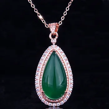 Originali 925 Sterling Silver Green Emerald Karoliai Pakabukas Moterų Bauda Collares Mujer Naszyjnik Smaragdas Pakabučiai Akmuo