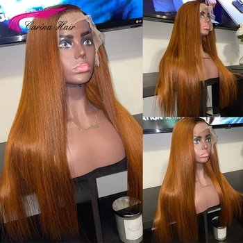 Spalvos Imbieras 180Density Nėriniai Priekiniai Perukai PrePlucked 13x4 Nėriniai Priekiniai Žmogaus Plaukų Perukai Moterims, Brazilijos Remy Tiesūs Plaukai