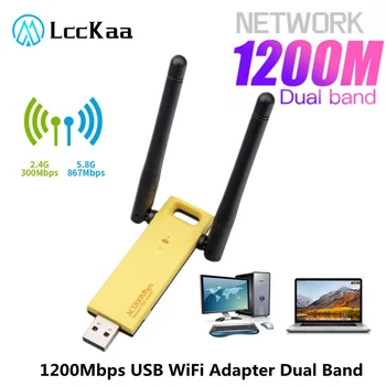 LccKaa 1200Mbps USB 3.0, Wifi Adapter Dual Band 5 ghz iki 2,4 Ghz, 802.11 AC RTL8812 Wifi Antenos prijungimo įtaisas Tinklo Kortelė Nešiojamojo kompiuterio Darbalaukį