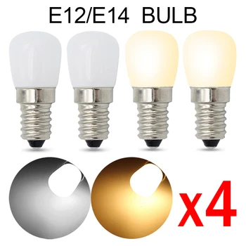 4/1PCS LED Lemputės E14 E12 220V Šaldytuvas Lempos Mini Naktį, Šviesos, Lauko Jutiklis, Šviesos Refrige Ekranas Kabineto Smart Lempos