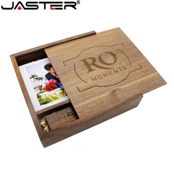 JASTER (1PCS nemokamai LOGOTIPĄ), Fotografija, Medinis Nuotraukų Albumą usb+Box usb flash drive, U disko Pendrive 8GB 16GB 32GB 64GB Vestuvių video