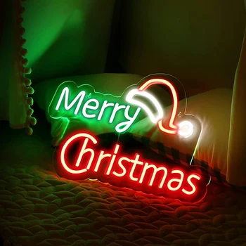 Led Linksmų Kalėdų Neono Ženklais, Miegamojo Kambarį Sienų Dekoras Skaidrus Akrilo Neoninės Šviesos Ženklas Visiems Šalies Kalėdų De