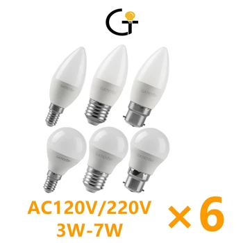 6PCS LED lemputės, Energiją taupančios AC230V AC110V G45 C37 E14 E27 B22 3W 5W 6W 7W Led Golfo Lempos Lemputė vidaus Apdaila