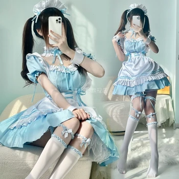 Mėlyna Alice Japonijos Kambarinės Kostiumas Cosplay Kostiumų Cos Tarnaitė Suknelė Didelis Lolita Tarnaitė Suknelė