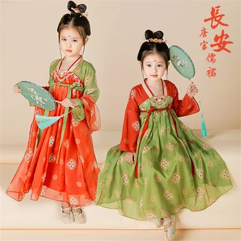 Senovės Kinų Tradicinių Kostiumų Hanfu Vaikų Vasaros Naujus Mielas Laisvas Siuvinėjimo Mergina Pasakų Suknelės, Šaliai Etape Suknelė