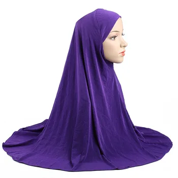 Musulmonų Moterų Vienas Gabalas Amira Momentinių Hijab vientisos Spalvos Ramadanas Turbaną Nešioti Skarą Paprasta Malda Bžūp 70X70CM