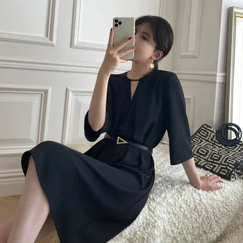 Hepburn stiliaus maža juoda suknelė naują high-end luxury užimantys kilnus, elegantiškas temperamentas moterų juoda suknelė