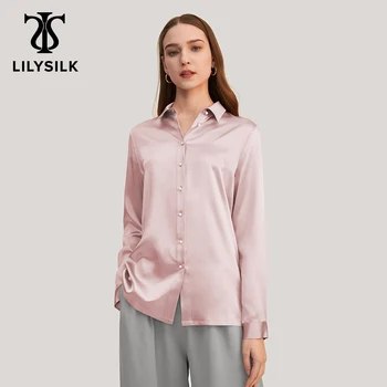 LILYSILK Pearl Mygtuką Šilko Marškinėliai Moterims Pavasario 2023 Naujas Femme Classic Long Sleeve Top Office Essentials Nemokamas Pristatymas