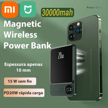 Xiaomi Mijia Wireless Power Bank Magnetinio 30000mAh Nešiojamų Powerbank C Tipo Greitas Įkroviklis Samsung 