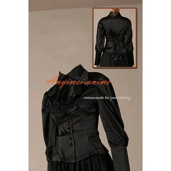 tailor-made lolita gothic punk mados black satin marškinėliai, kailio striukė, kostiumas cosplay tv/cd[ck994]