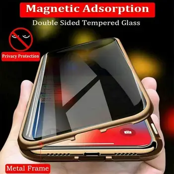 Magnetinio dvipusės Grūdintas Stiklas Privatumo Telefono dėklas Metalo Magnetas Apsauginis Dangtelis, Skirtas 