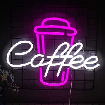 Kavos Puodelio Šviesos Led Neonas Pasirašyti Festivalis Šalis Kavos Parduotuvė Gimtadienio Interjero Freskos Asmeninį WallArt Dekoratyvinės Šviesos