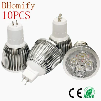 10X LED Didelės Galios Lampada GU10 LED prožektoriai, E27 E14 led lemputės šviesos srautą galima reguliuoti 9W 12W 15W Led Lempos, šviesa MR16DC 12V GU5.3 AC110V220V