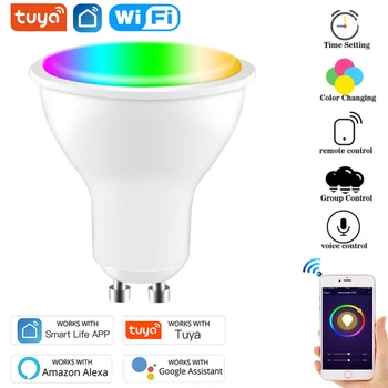 Tuya Gu10 WiFi Smart LED Lemputės Veikia Su Alexa 