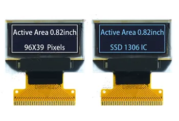 IPS 0.82 colių 28PIN Balta/Mėlyna PM OLED Ekranas SSD1306 Ratai IC SPI/AI/Parallel Sąsaja 96*39 3.3 V