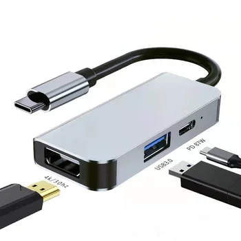 3 In 1 USB Docking Station Hub Tipas-C-HDMI-suderinama PD 87W USB 3.0 Adapteris MateBook Pro, MacBook Air USB C Splitter