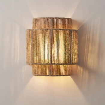 Kanapių Virvė Sienos Žibintai Home Art Deco Miegamasis Fojė Eilėje Viešbučio Atmosfera Sconce E27 Lemputės Kūrybos Lempos