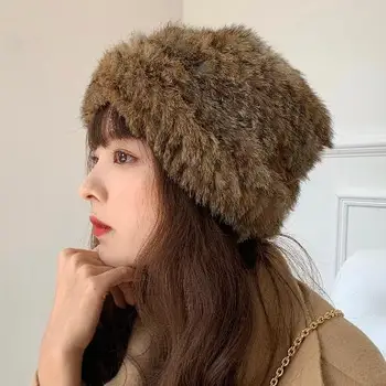 Kazokų stiliaus Skrybėlę Žiemos Netikrą kailio Kepurė Moterų Mados Purus