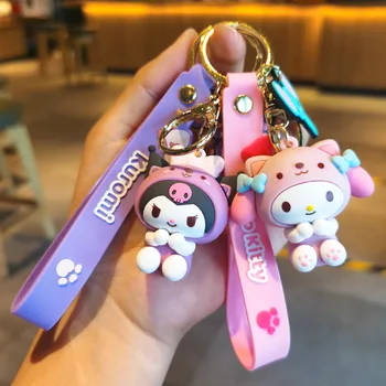 Sanrio Cute Lėlės Pakabukas Anime Duomenys Hello Kitty kuromi Mano Melodija Mados Keychain Pora Pagalvių paketų prižiūrėtojų raktinę Pakabukas Gimtadienio Dovanos