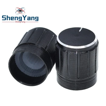 ShengYang 10vnt 15*17mm aliuminio lydinio potenciometras rankenėlę valdymo ratuką volume control rankena, juodas, 