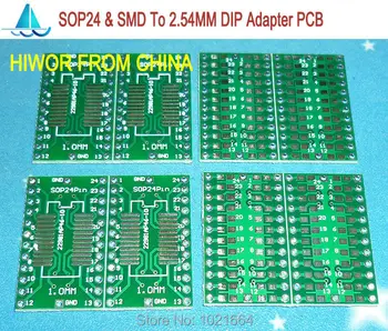 20pcs/daug 1,0 MM Žingsnio SOP24 Pin & SMD Į 2.54 MM DIP24 Pin SMD Adapteris PANIRTI PCB Pinboard SMD Skaičiuoklė