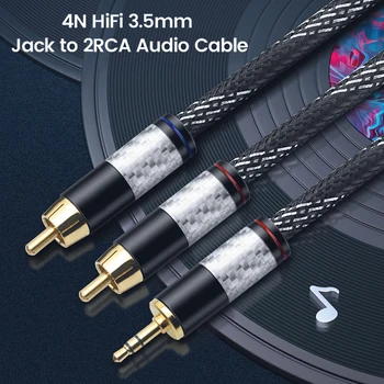Mayitr 3.5 mm Jack 2RCA OFC Audio Kabelis AUX HIFI Stereo Splitter Namų Kino sistemos, Kabeliai, Stiprintuvai Telefono/Smartphone